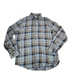 Sonoma Plaid Button Up Shirt Men Medium Blue Brown Long Sleeve Casual
